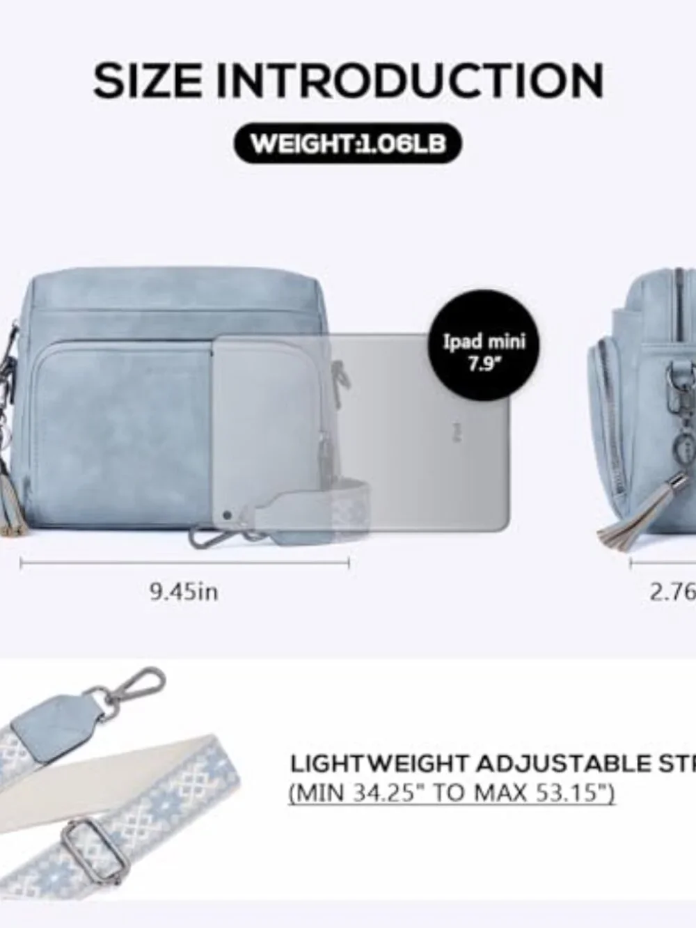 Vegan Leather Crossbody Bag with RFID Wallet, Medium Multi-Pocket Purse